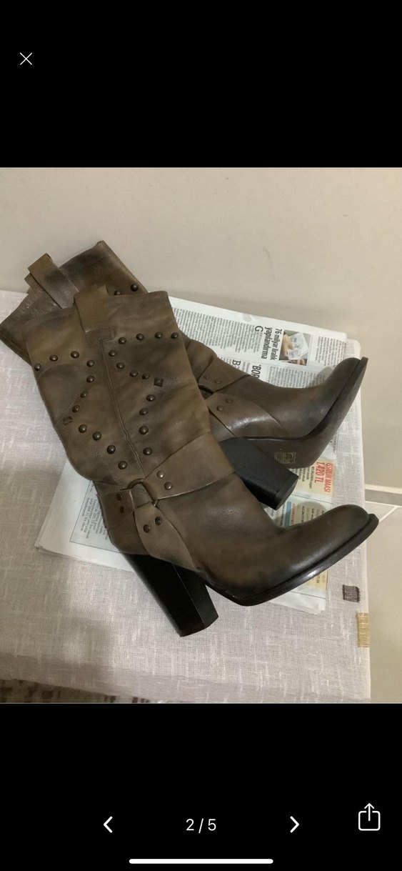 Hotiç Tokalı Kahverengi Deri Kadın Dizüstü Çizme - Görsel 3