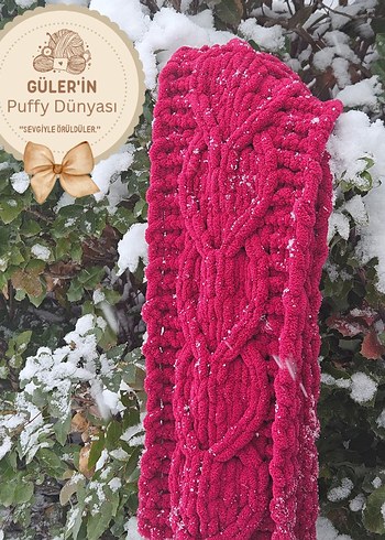 kendinden kalp desenli puffy atkı - Görsel 3