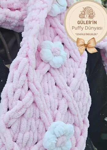 çiçekli puffy atkı - Görsel 2