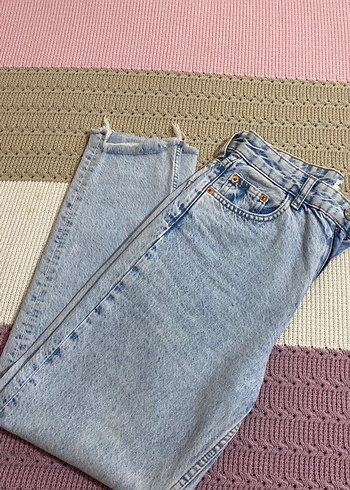 36 Beden çeşitli Renk Kadın Pastel Renkli Regular Fit Midi Denim Pantolon