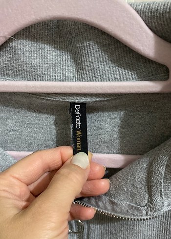 Gri Yarım Fermuarlı Kadın Sweatshirt - Görsel 2