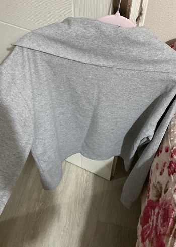 Gri Yarım Fermuarlı Kadın Sweatshirt - Görsel 3