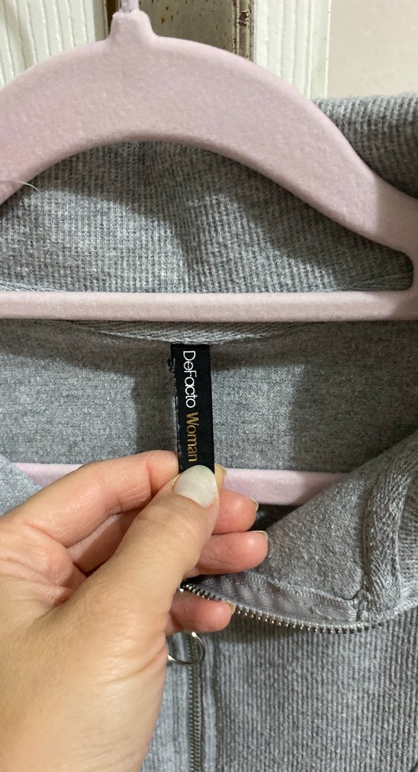 Gri Yarım Fermuarlı Kadın Sweatshirt - Görsel 2