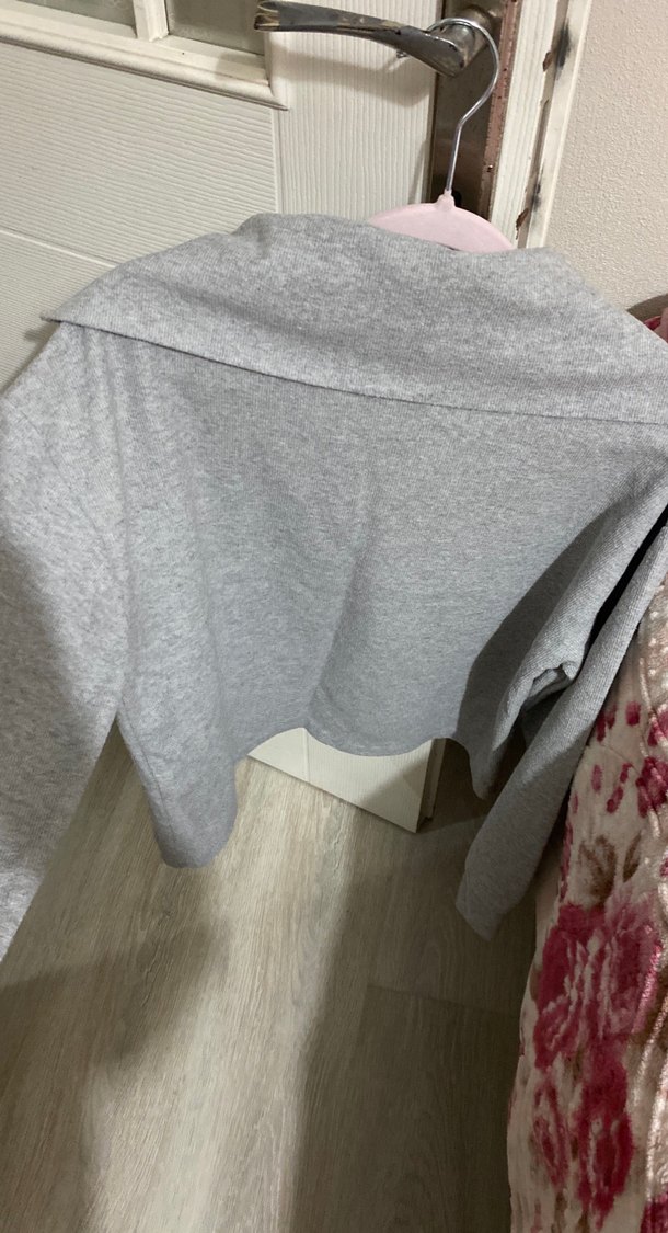 Gri Yarım Fermuarlı Kadın Sweatshirt - Görsel 3