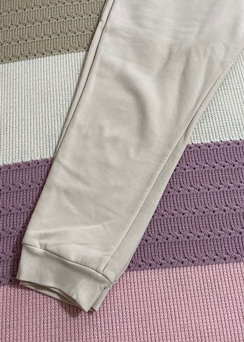 Kadın Beyaz Örme Pamuklu Rahat Eşofman - Görsel 5