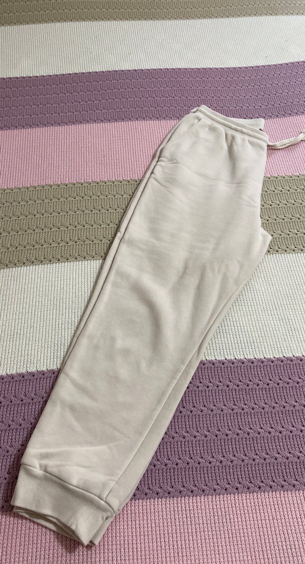 Kadın Beyaz Örme Pamuklu Rahat Eşofman - Görsel 4