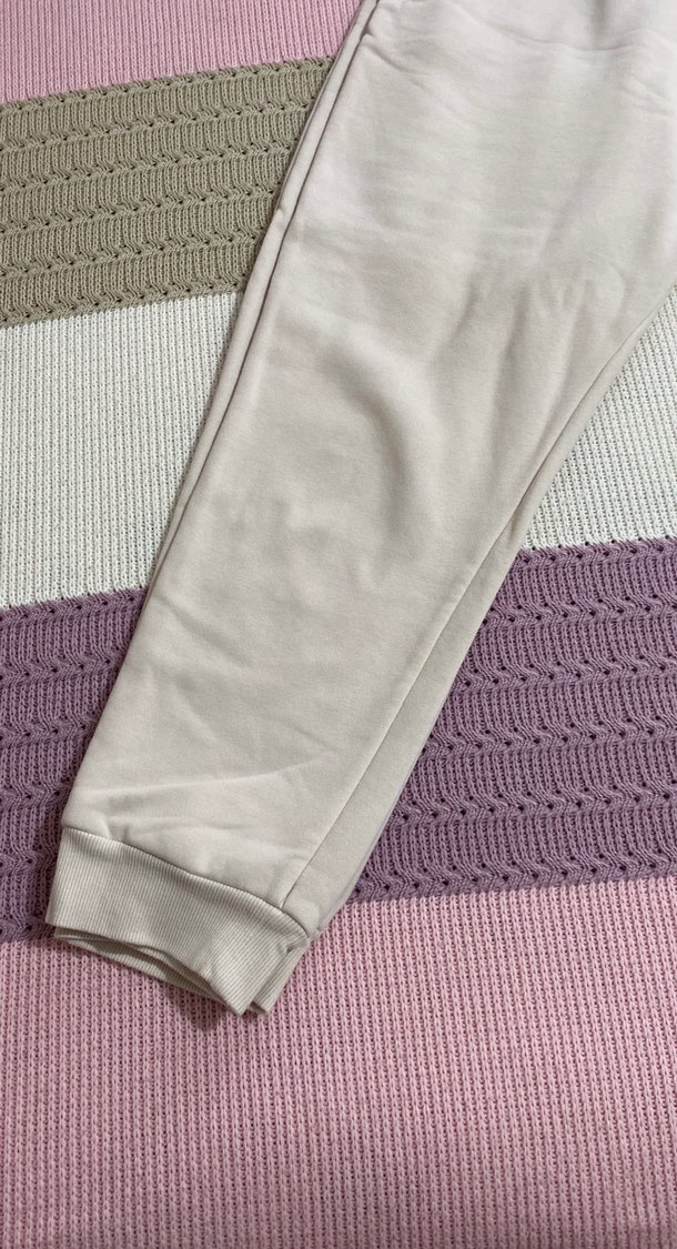 Kadın Beyaz Örme Pamuklu Rahat Eşofman - Görsel 5