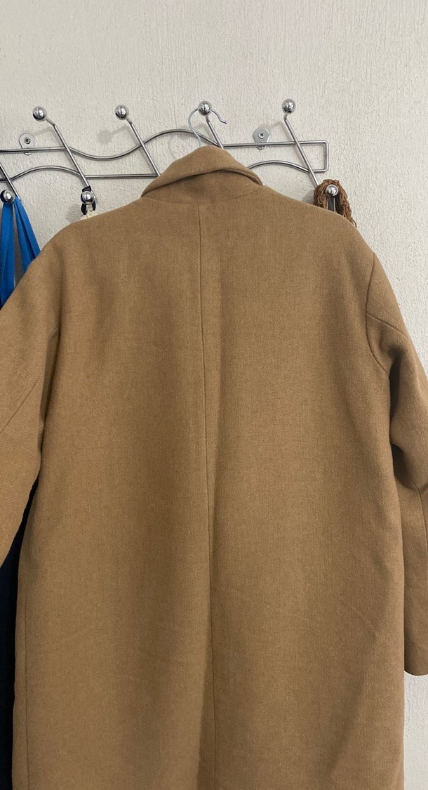 Bej Midi Kadın Yün Kaban - Görsel 3