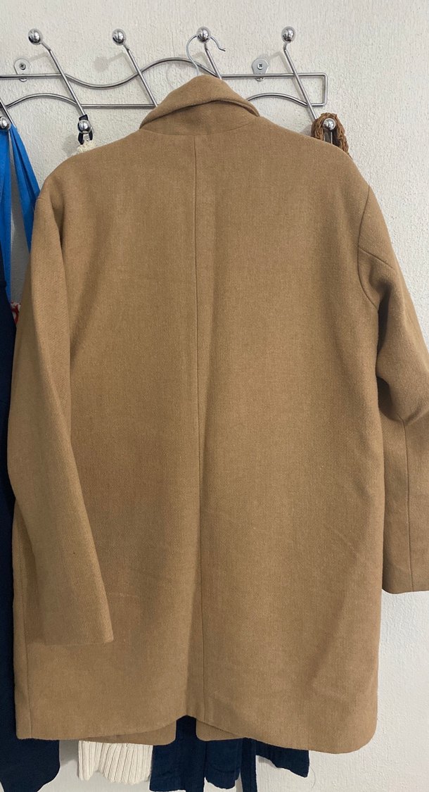 Bej Midi Kadın Yün Kaban - Görsel 4