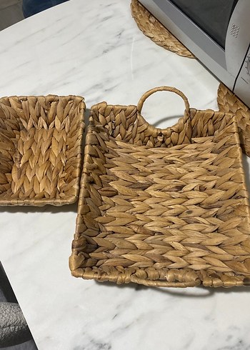 Bej Hasır Saklama Sepeti Seti - Görsel 2