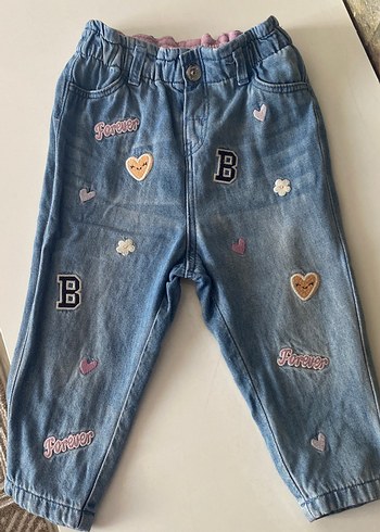 Nakışlı Renkli Mavi Kot Pantolon - Görsel 2