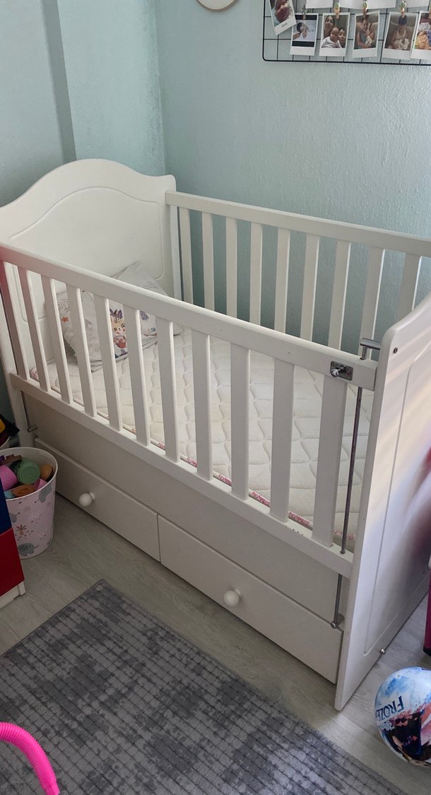 Beyaz Pastel Bebek Beşiği - Görsel 2