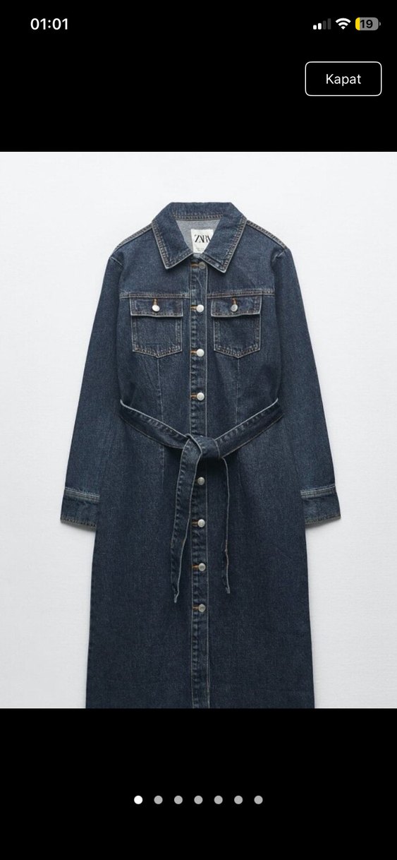 Kadın Lacivert Uzun Kot Ceket - Görsel 5