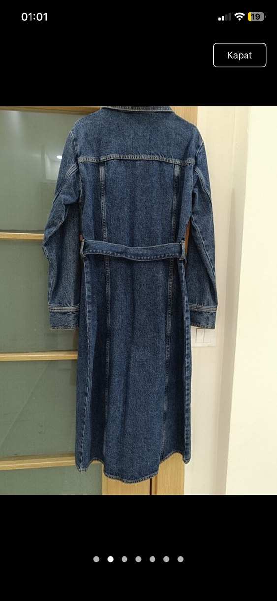 Kadın Lacivert Uzun Kot Ceket - Görsel 4