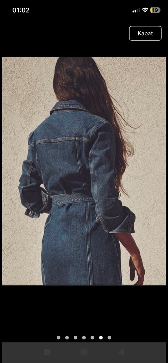 Kadın Lacivert Uzun Kot Ceket - Görsel 2