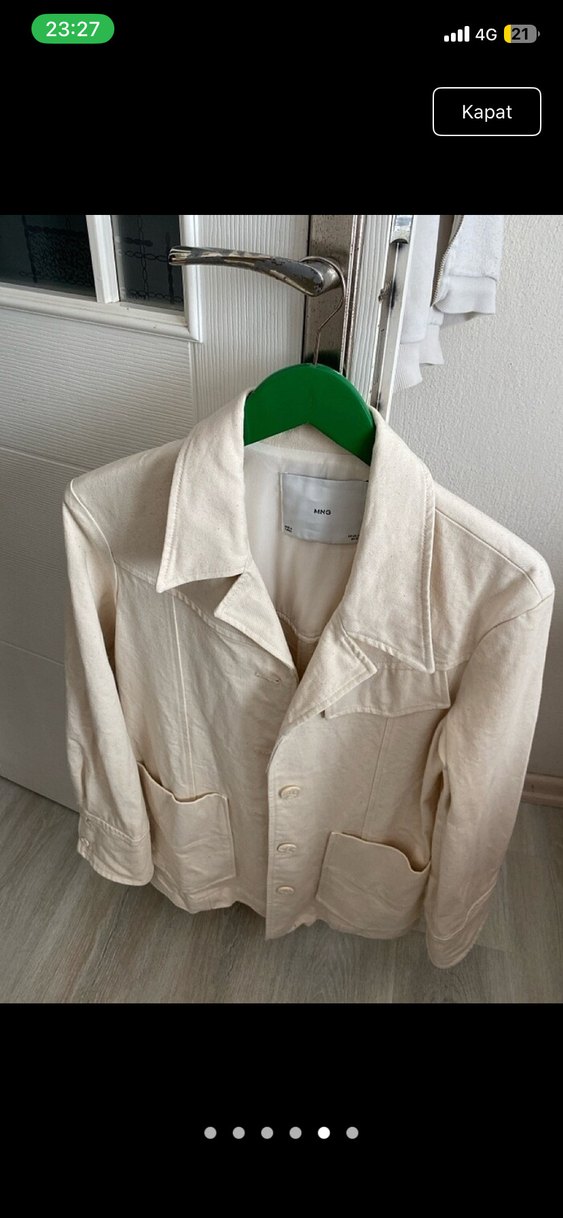 Bej Kadın Midi Pamuklu Düğmeli Kaban - Görsel 3