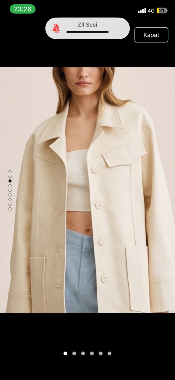 Bej Kadın Midi Pamuklu Düğmeli Kaban - Görsel 2