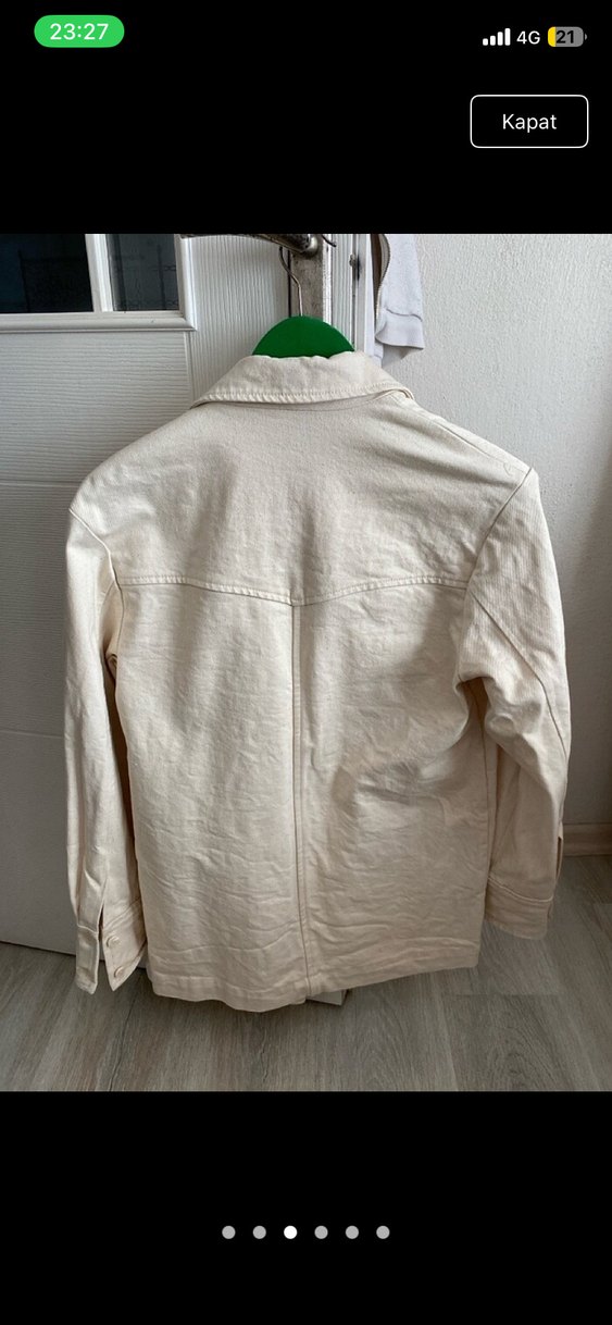 Bej Kadın Midi Pamuklu Düğmeli Kaban - Görsel 5