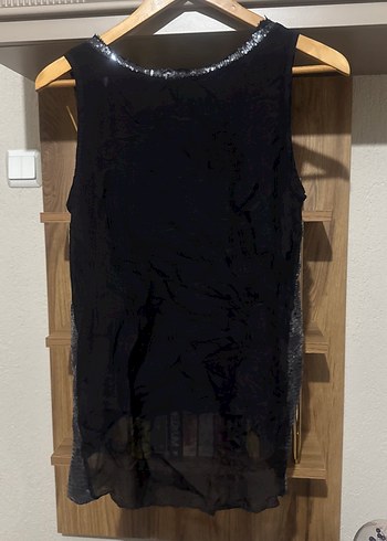 Kadın Siyah Pul Detaylı Midi Vücut Kesim bluz - Görsel 2