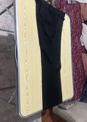 Kemerli Siyah Kumaş Kadın Pantolon - Görsel 3