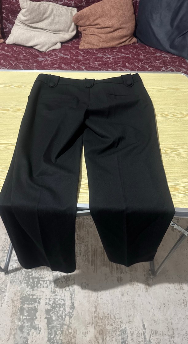 Kemerli Siyah Kumaş Kadın Pantolon - Görsel 2