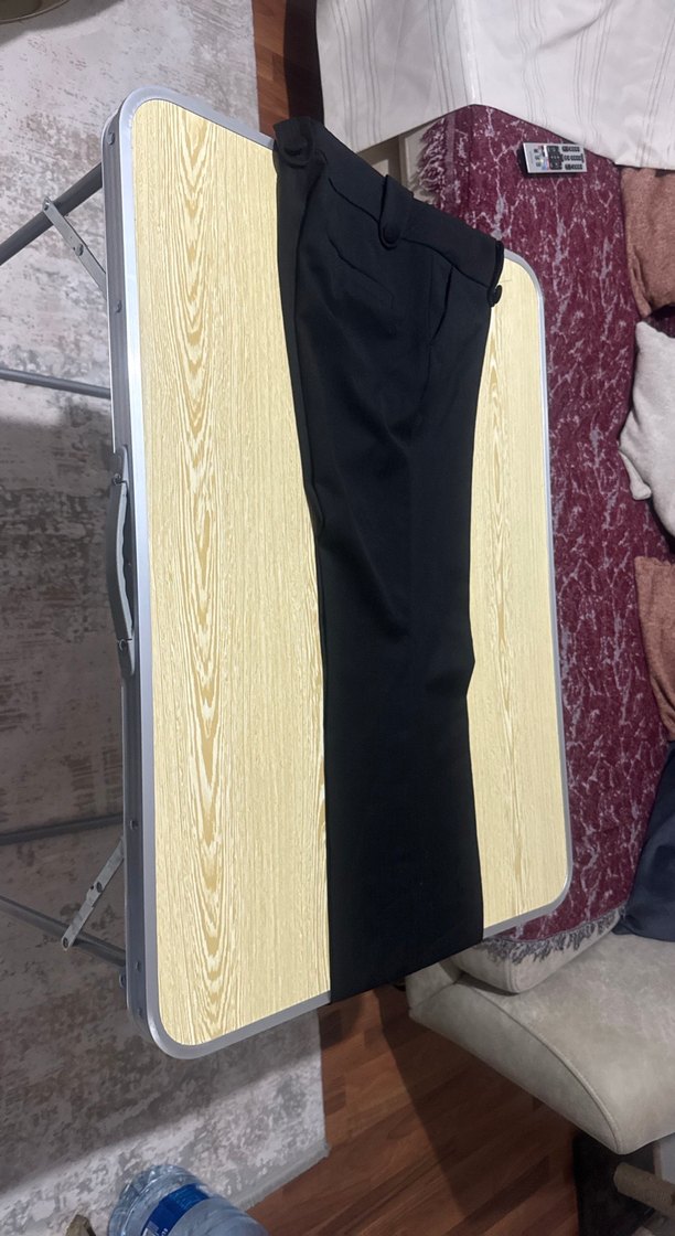 Kemerli Siyah Kumaş Kadın Pantolon - Görsel 3