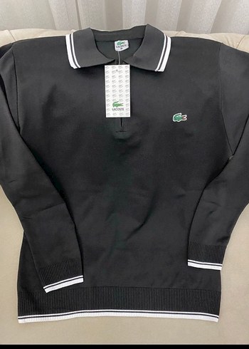 Fermuarlı Siyah Lacoste Erkek Polo Tişört - Görsel 2