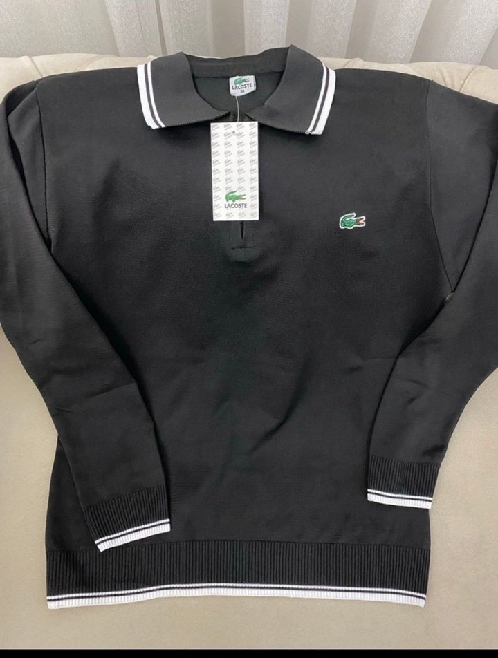 Fermuarlı Siyah Lacoste Erkek Polo Tişört - Görsel 2