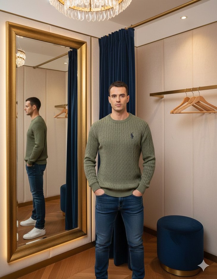 Gri Örgü Erkek Bisiklet Yaka Kazak - Görsel 2