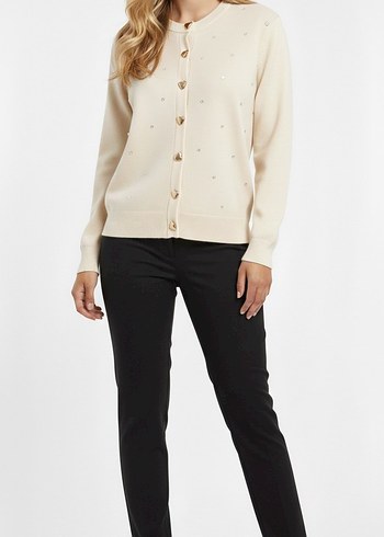 Düğmeli Taşlı Siyah Kadın Triko Hırka - Görsel 3