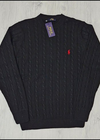 Siyah Polo Ralph Lauren Erkek Örgü Yün Kazak - Görsel 2