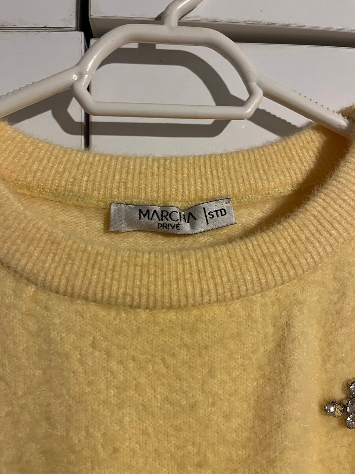 Marcha prive triko tesettur kazak sarı - Görsel 3