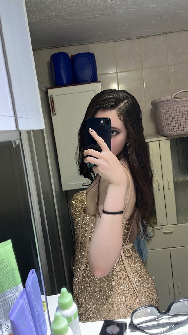 gold abiye elbise - Görsel 3