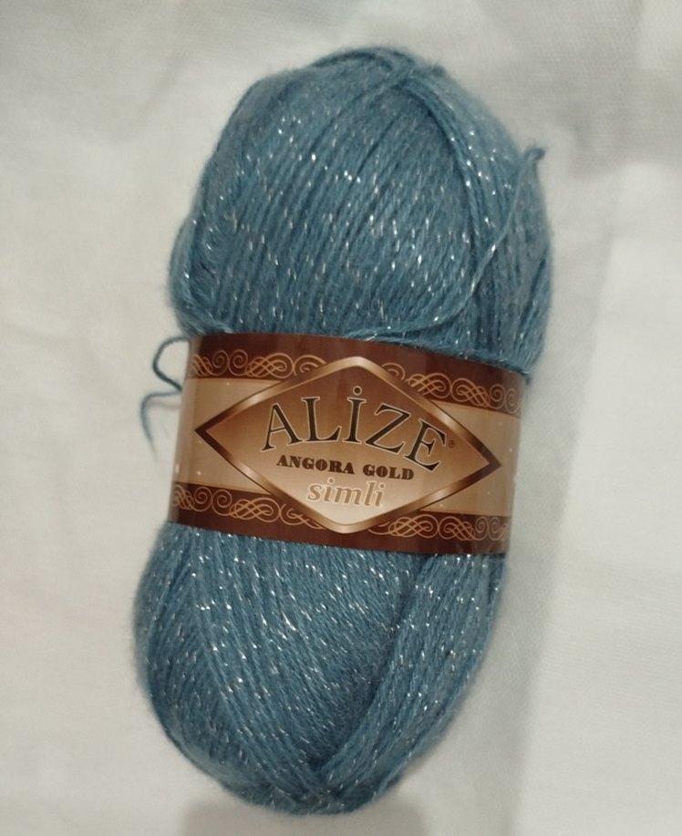 Mavi Parlak Simli Yün İplik - Görsel 2