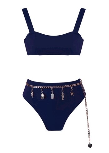 Zincir Detaylı Lacivert Mini Bikini - Görsel 2