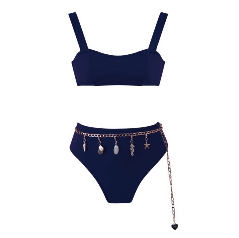 Zincir Detaylı Lacivert Mini Bikini - Görsel 2