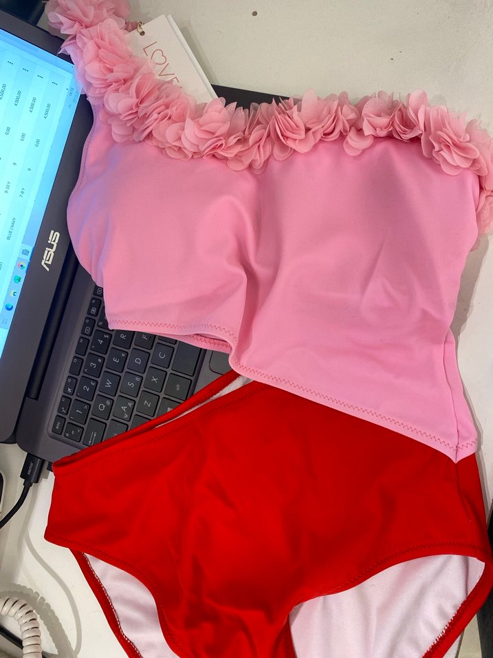 Gül detaylı mayokini - Görsel 3