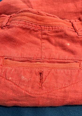 Kiremit rengi  Keten Erkek Şort - Görsel 2