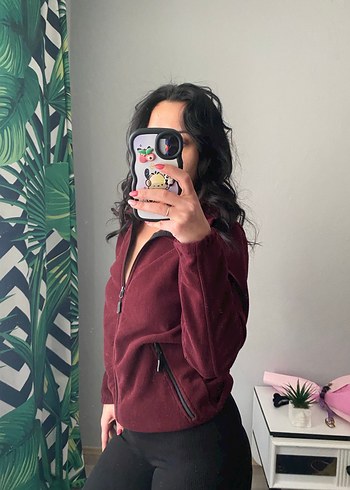 Bordo Fermuarlı Kadın Sweatshirt - Görsel 3