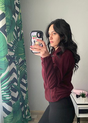 Bordo Fermuarlı Kadın Sweatshirt - Görsel 4