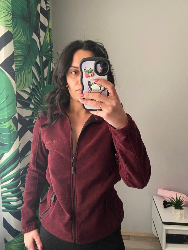 Bordo Fermuarlı Kadın Sweatshirt - Görsel 2