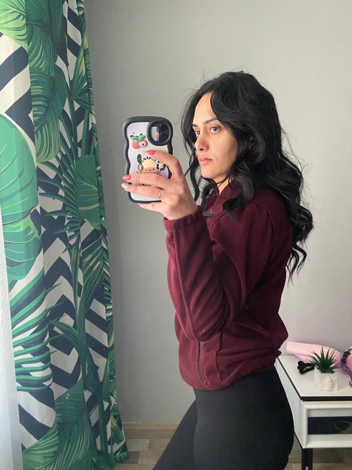 Bordo Fermuarlı Kadın Sweatshirt - Görsel 4