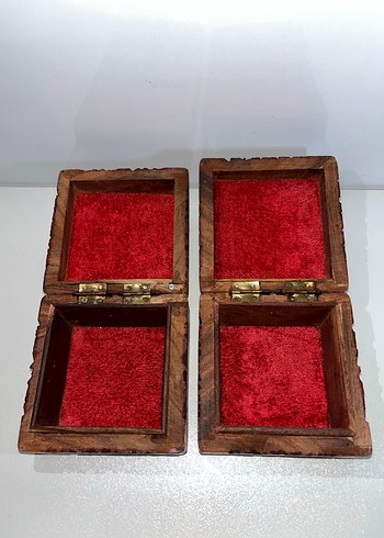 ESKİ ANTİKA VİNTAGE MÜCEVHER KUTUSU İŞLEMELİ AHŞAP - Görsel 7