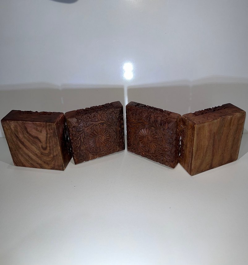 ESKİ ANTİKA VİNTAGE MÜCEVHER KUTUSU İŞLEMELİ AHŞAP - Görsel 5