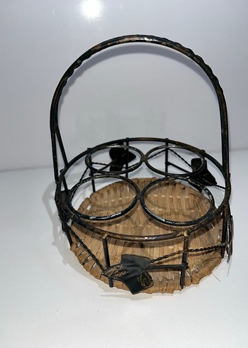 Koyu Renkli Hasır ve Metal Sepet - Görsel 2