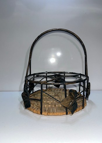 Koyu Renkli Hasır ve Metal Sepet - Görsel 6