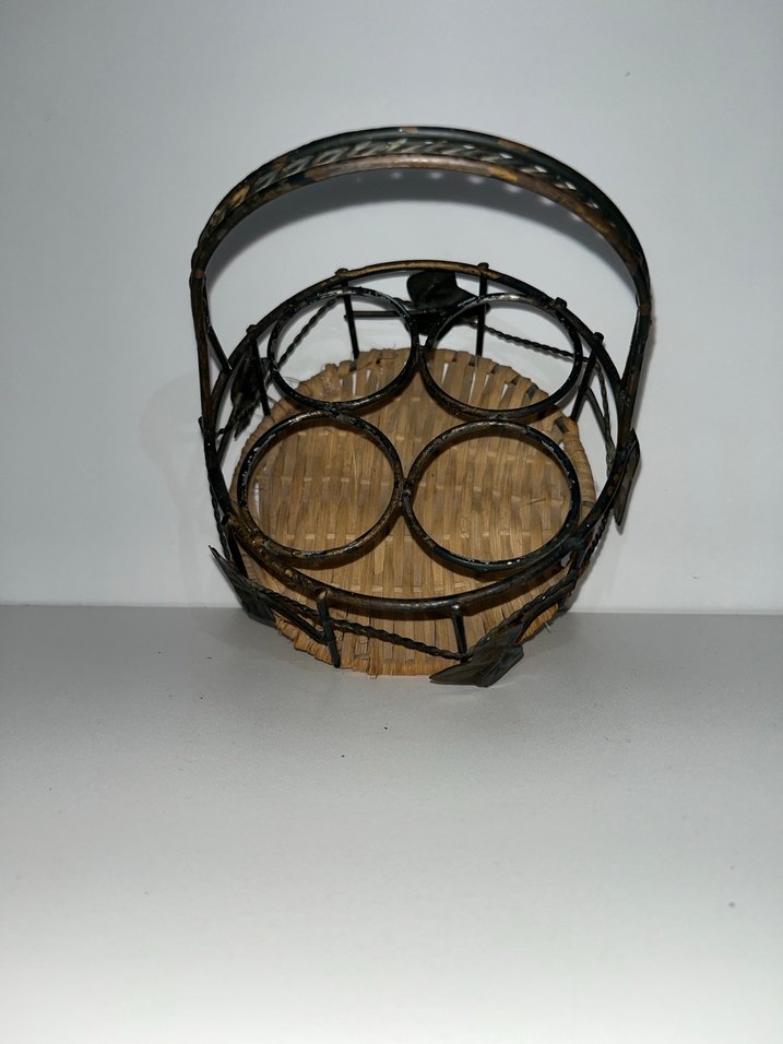 Koyu Renkli Hasır ve Metal Sepet - Görsel 5