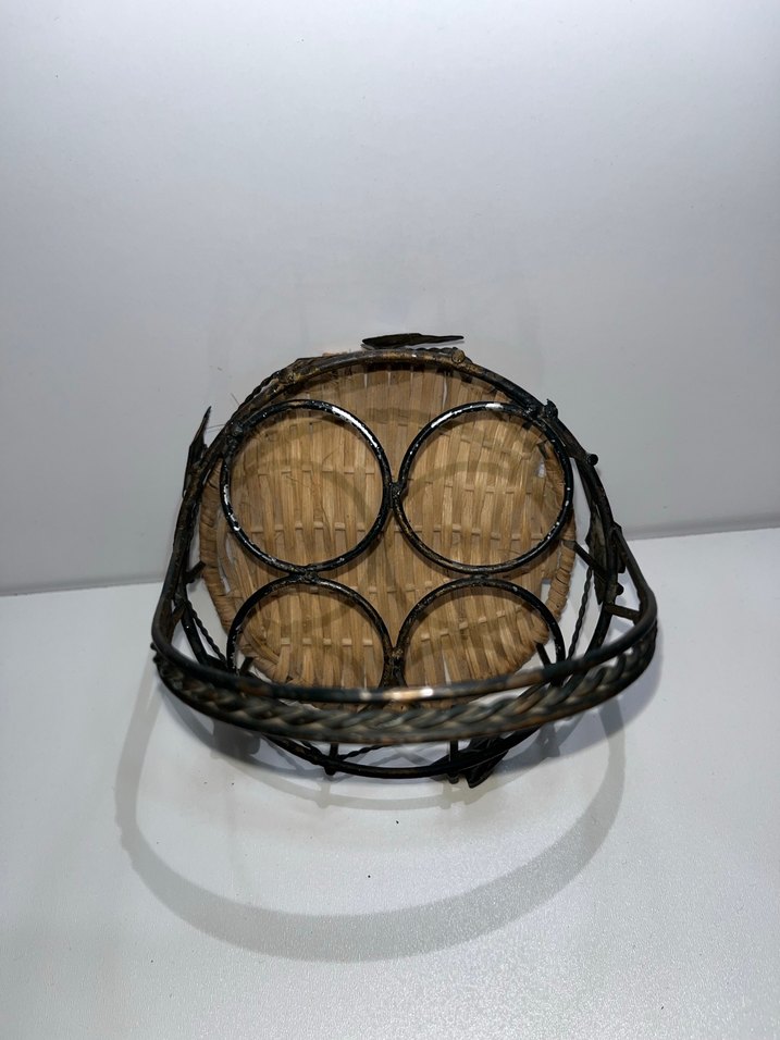 Koyu Renkli Hasır ve Metal Sepet - Görsel 4