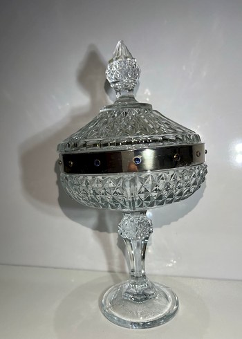 Parlak Beyaz Kristal Kapaklı şekerlik - Görsel 3