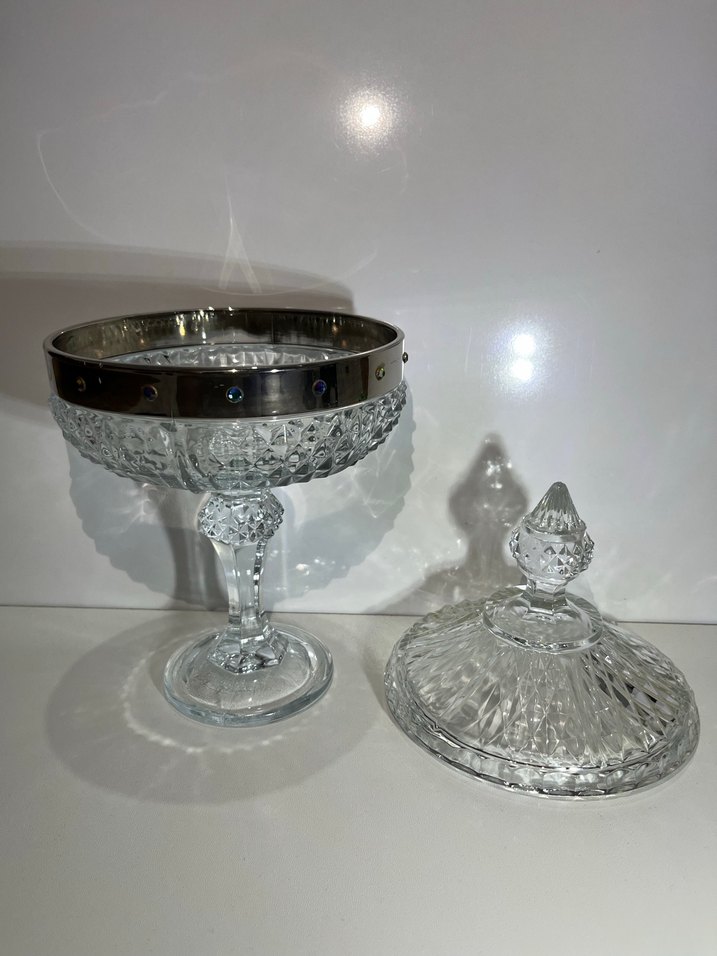 Parlak Beyaz Kristal Kapaklı şekerlik - Görsel 2